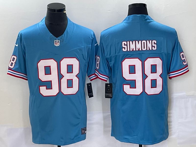 Men Tennessee Titans #98 Simmons Light Blue Nike Throwback Player Game NFL Jersey